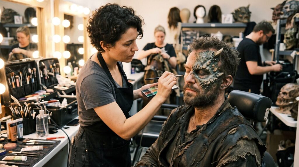 003 A Makup Artist Transforming An Actor Scaled 1 1024x572